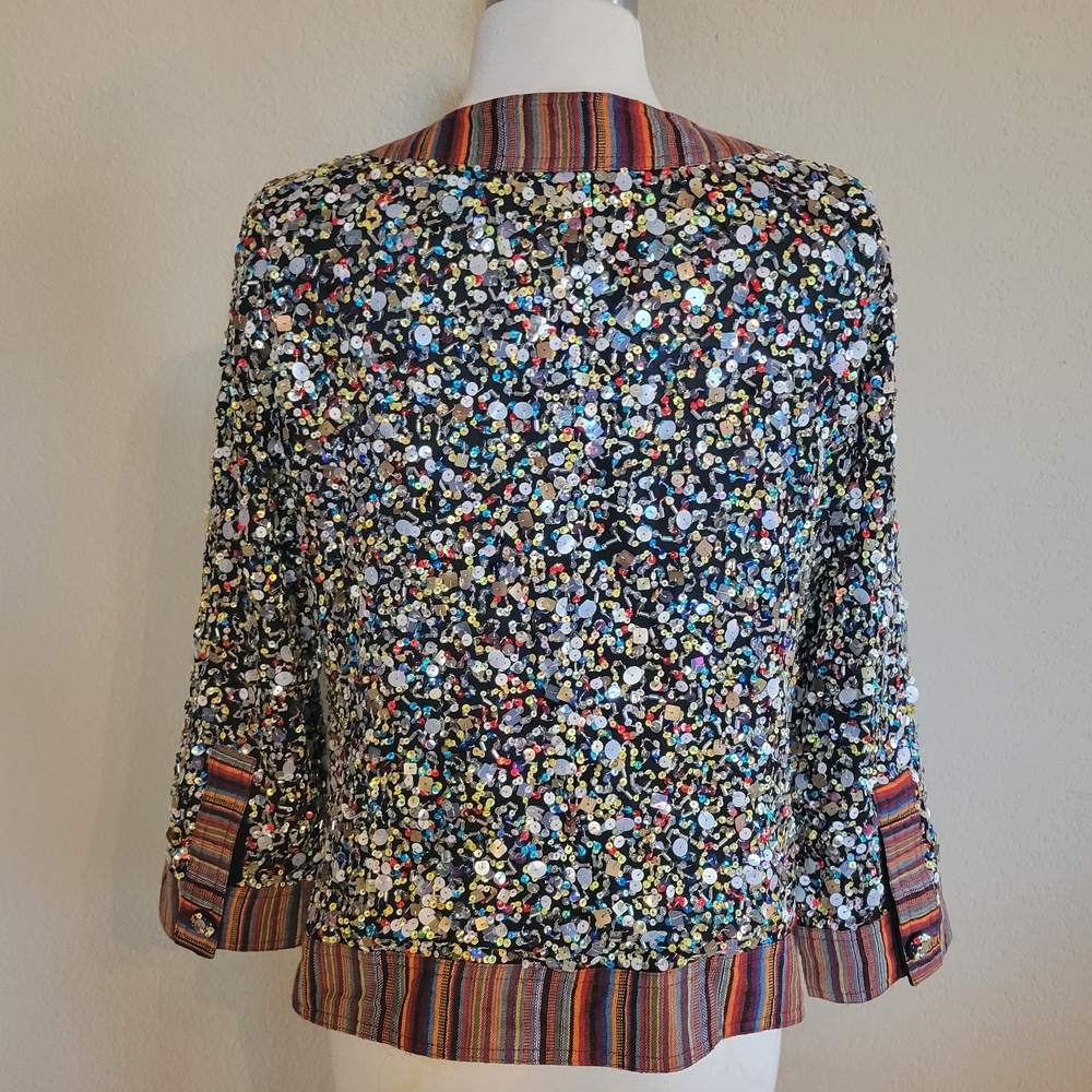 Multicolor Sequin and Stripe Jacket - image 3